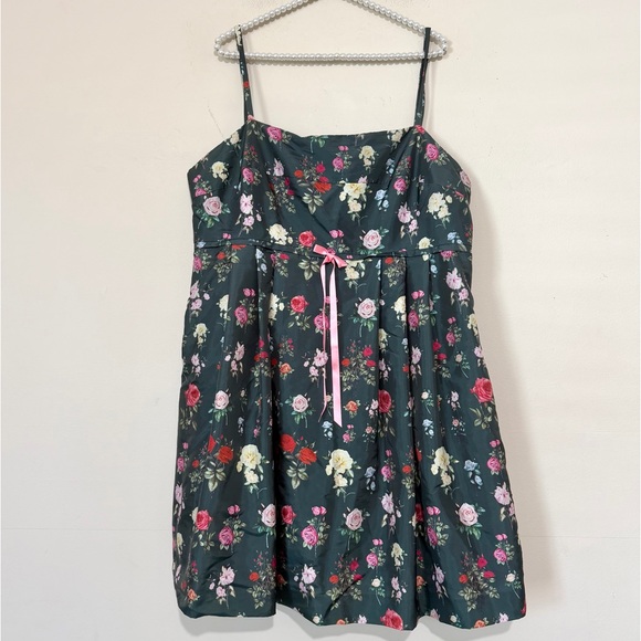 Rachel Antonoff x Nuuly Garden Party Green Floral Mini Dress SIZE 16 - Picture 3 of 8